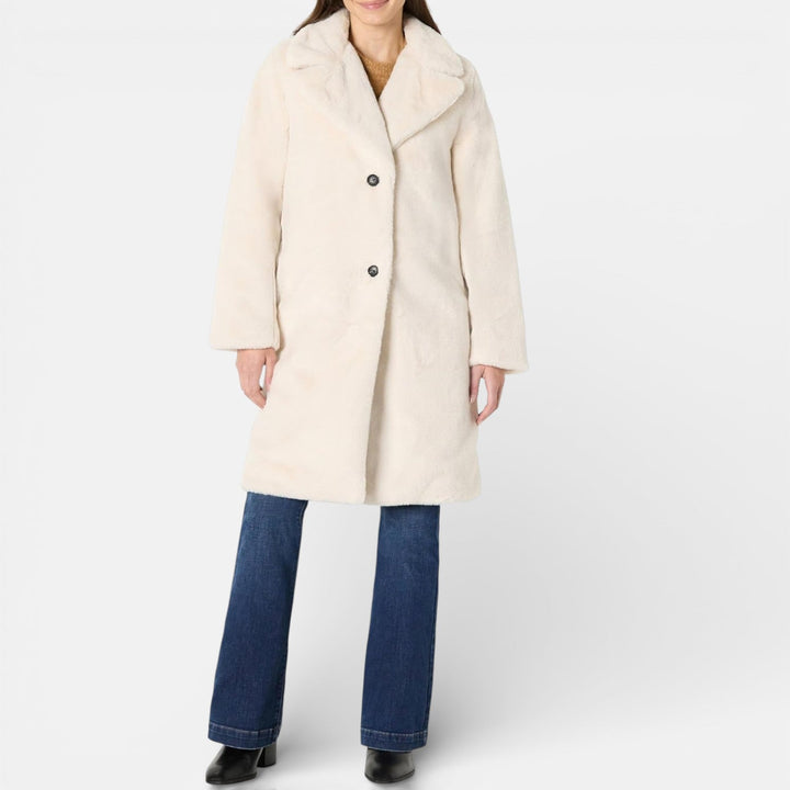 Lora | Womens Relaxed-Fit Long Faux Fur Coat with Lapel Collar