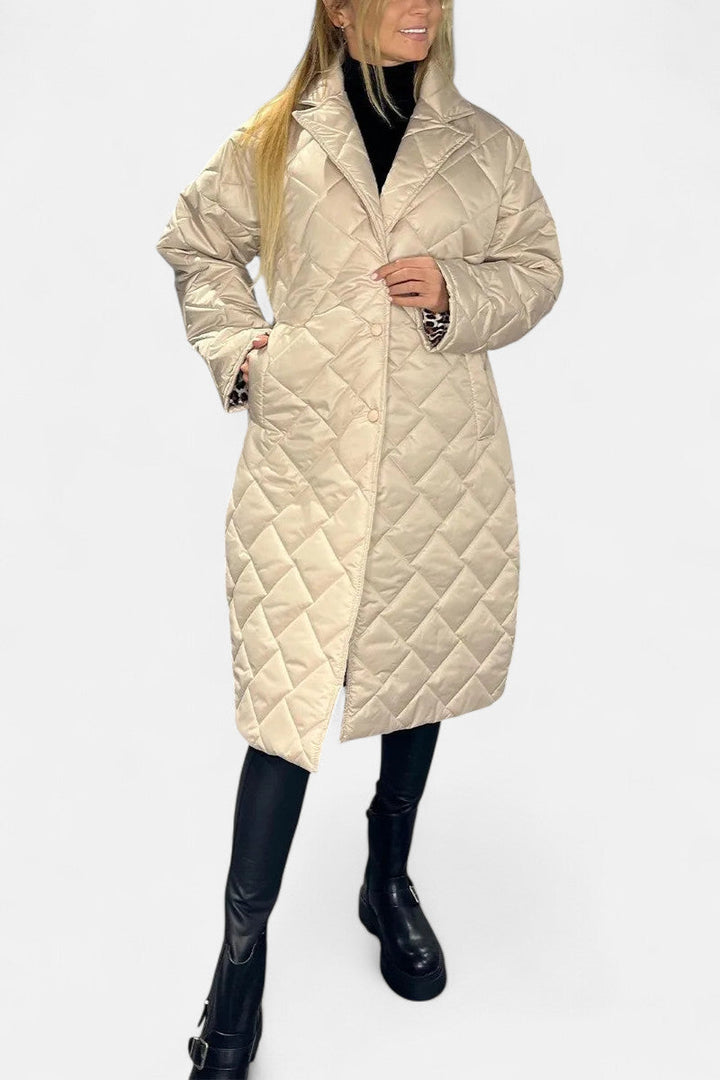 Ofira – Quilted Coat with Leopard Lining